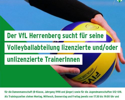Der VfL Herrenberg sucht für seine Volleyballabteilung lizenzierte und/oder unlizenzierte TrainerInnen 
